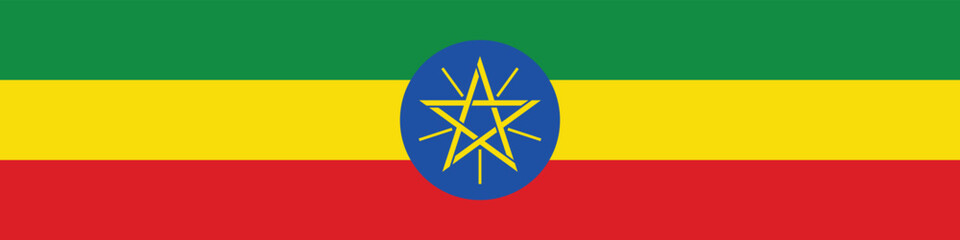 Ethiopia flag long banner digital vector illustration