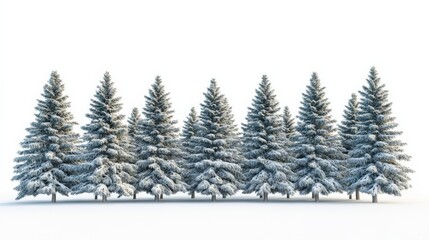 Obraz premium Snow-Covered Pine Trees in a Winter Landscape