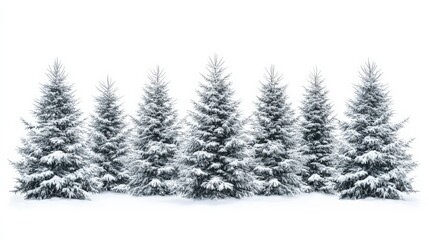 Fototapeta premium Snow-Covered Pine Trees in Winter Landscape