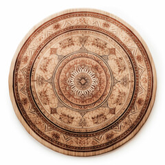 Intricate Mandala Design on Round Wooden Plate