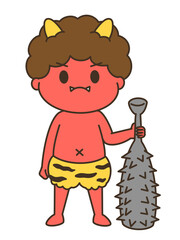 怒る赤鬼のゆるかわイラスト