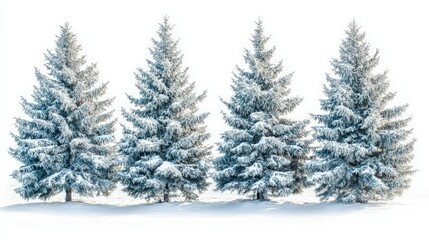 Fototapeta premium Snow-Covered Pine Trees in a Winter Landscape
