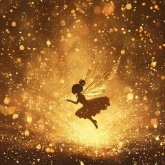 Naklejka premium Golden Fairy Dusting Magical Golden Sparkle