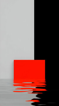 Abstract Red Square Water Reflection Illustration