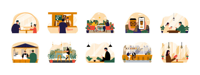 Coffee Shop set illustration. Flat vector illustrations