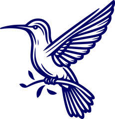 flying hummingbird handrawn vector art, elegance motion of hummingbird
