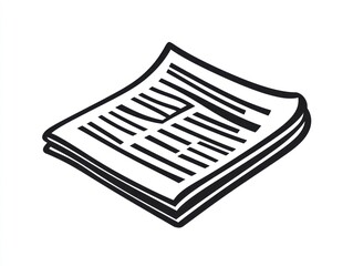 A Simple Line Drawing Of A Folded Newspaper