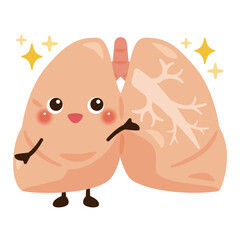 気管支や肺胞がキレイな肺のキャラクター