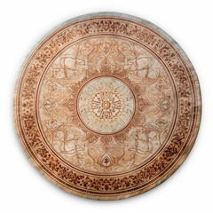 Round Decorative Tray Intricate Mandala Design Beige and Brown Ethnic Pattern Asian Art