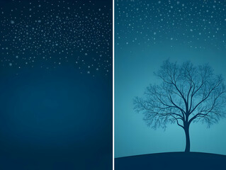 Winter Night Tree Illustration