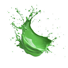 Green Liquid Splash on Black Background with Fine Details