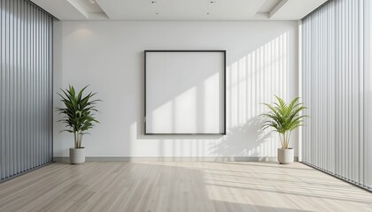 Fototapeta premium Minimalist Room Interior Design With Blank Frame