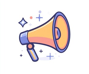 A Colorful Cartoon Megaphone Announces Important News