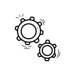 Hand Drawn Gears Illustration. Doodle Vector. Isolated on White Background - EPS 10 Vector