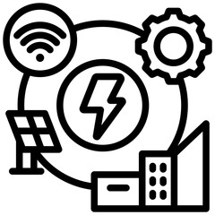 Smart Grid Outline Icon