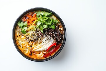 Vibrant Laksa with Colorful Toppings in a Bowl