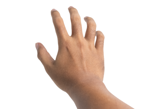 male hand reaching, holding or grabbing something isolated on white background - Powered by Adobe