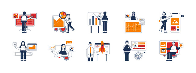 Analysis set illustration. Modern flat design illustration. Flat vector illustration.