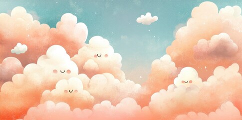 Happy Clouds Floating in a Pastel Sky