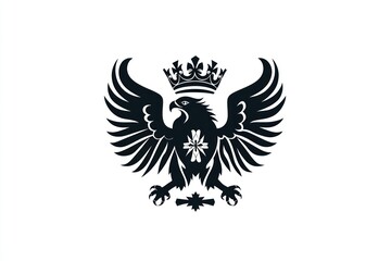Fototapeta premium A Crowned Eagle with Spread Wings and Crosses