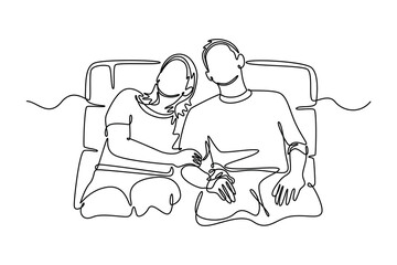 Movie theater concept. Single line draw design vector graphic illustration.