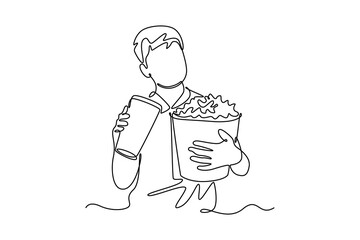 Movie theater concept. Single line draw design vector graphic illustration.
