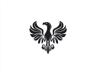 Fototapeta premium Ornate Black Eagle Design With Spread Wings