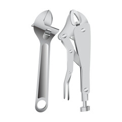 silver wrench and pliers