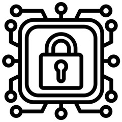 Cybersecurity System Outline Icon
