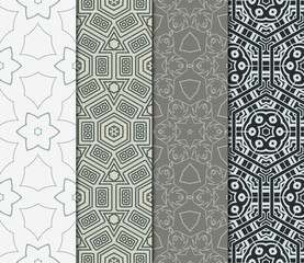 set of 4 beautiful geometric seamless pattern of different geometric shapes. vector illustration.