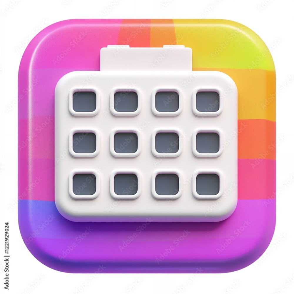Poster colorful app icon design template modern grid button interface 3d ui ux style image shape media