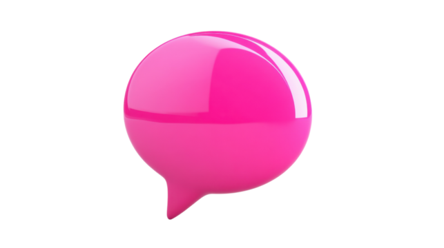 Pink Text box, speech bubble on transparent background - Powered by Adobe