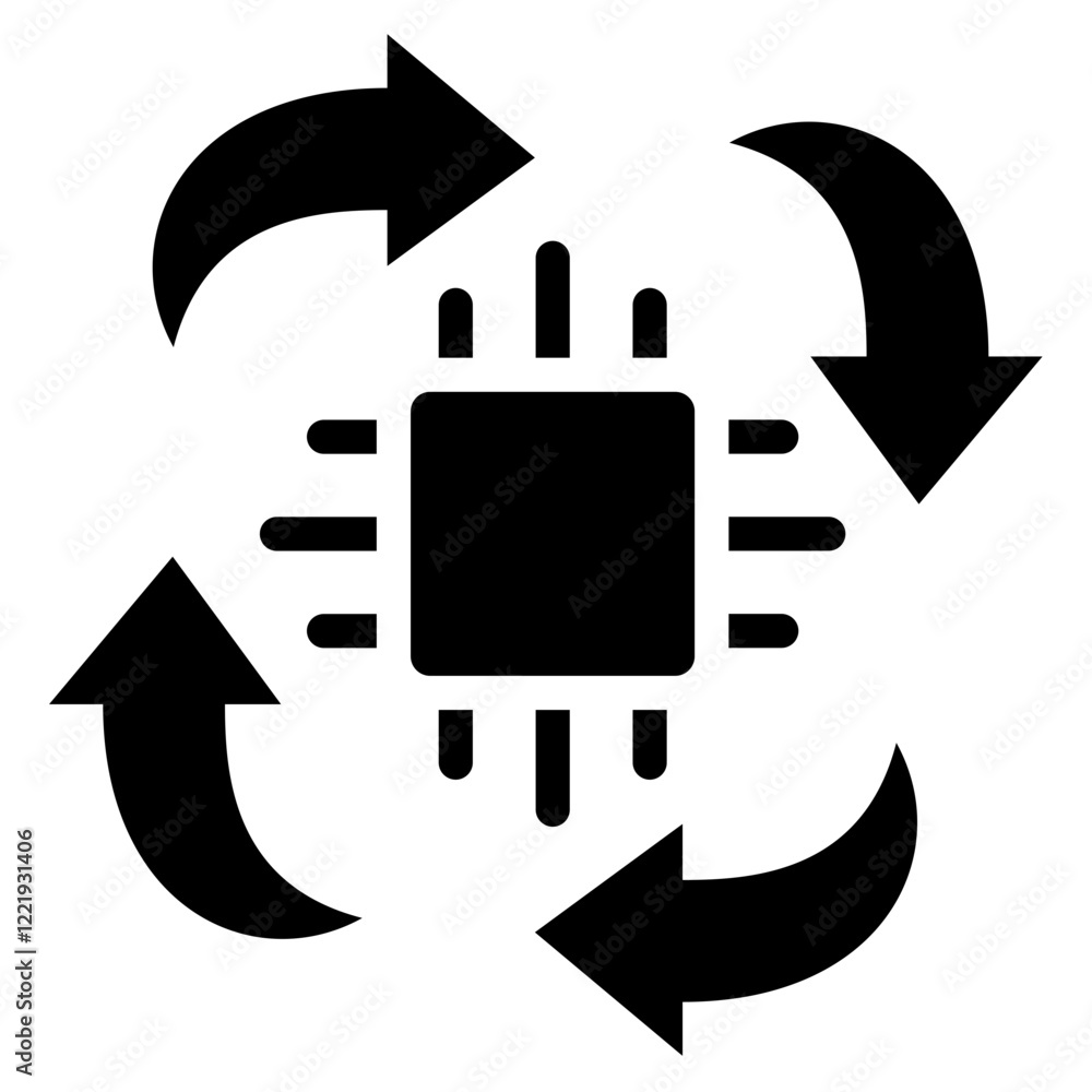 Poster autonomous system solid black icon