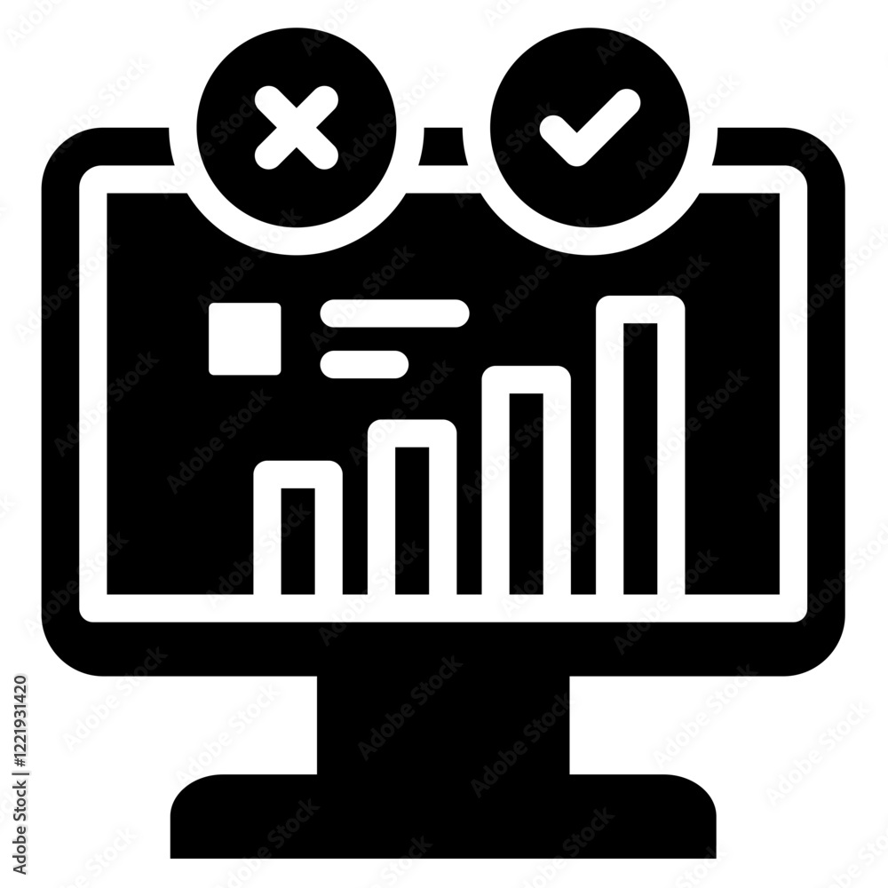 Poster data driven decision solid black icon