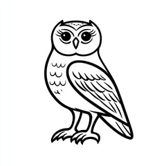 Naklejka premium A Simple Line Drawing Of A Cute Owl