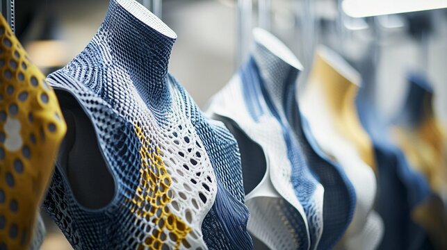 Smart textiles combine cutting-edge technology with innovative designs and versatile functions in a professional studio environment, perfect for fashion advancement and textile research.