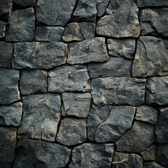 Obraz premium A rugged dark gray stone wall texture with natural, weathered details that add a vintage. AI generative