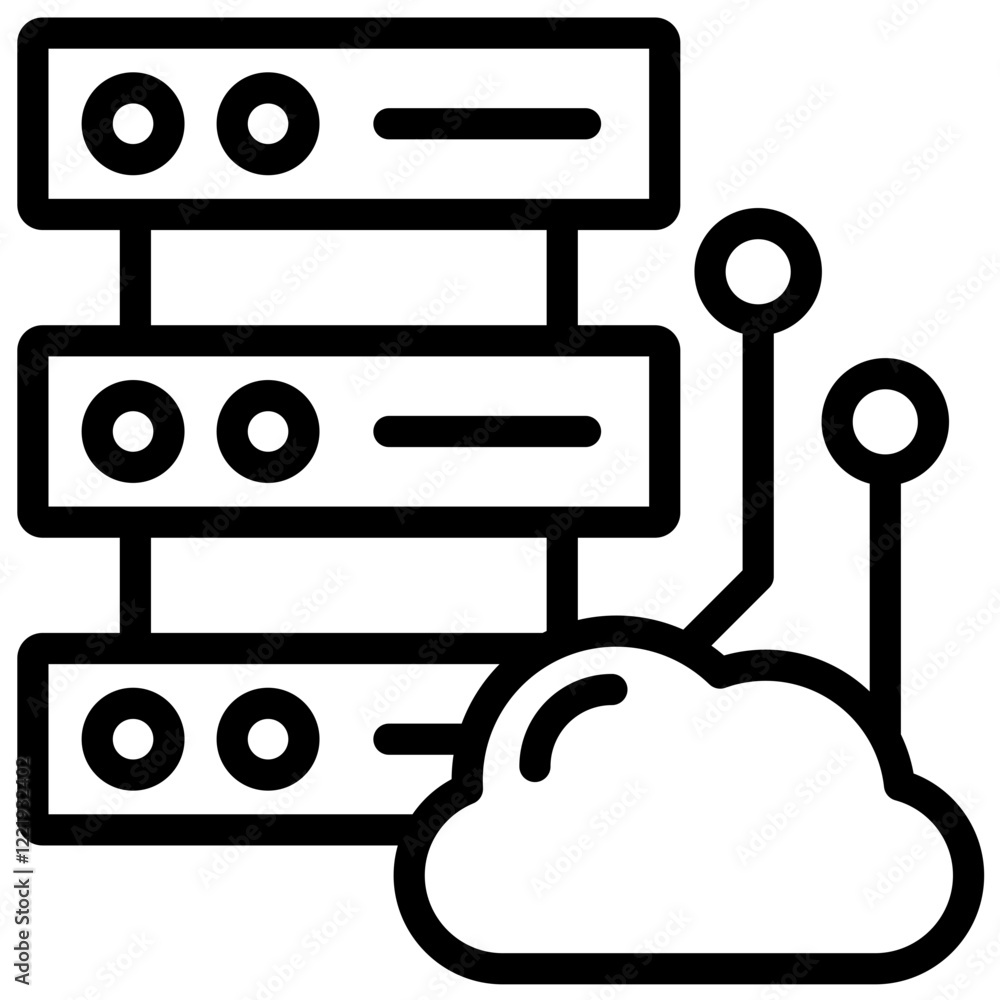 Poster cloud computing outline icon