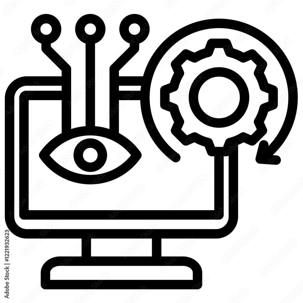 Aufkleber continuous monitoring outline icon