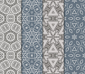 set of Seamless texture of floral ornament. Vector illustration. For the interior design, printing, web and textile