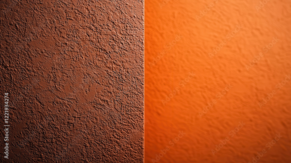 Poster Textured wall surfaces in warm orange and brown tones create cozy atmosphere. rich colors and patterns add depth and character to any space