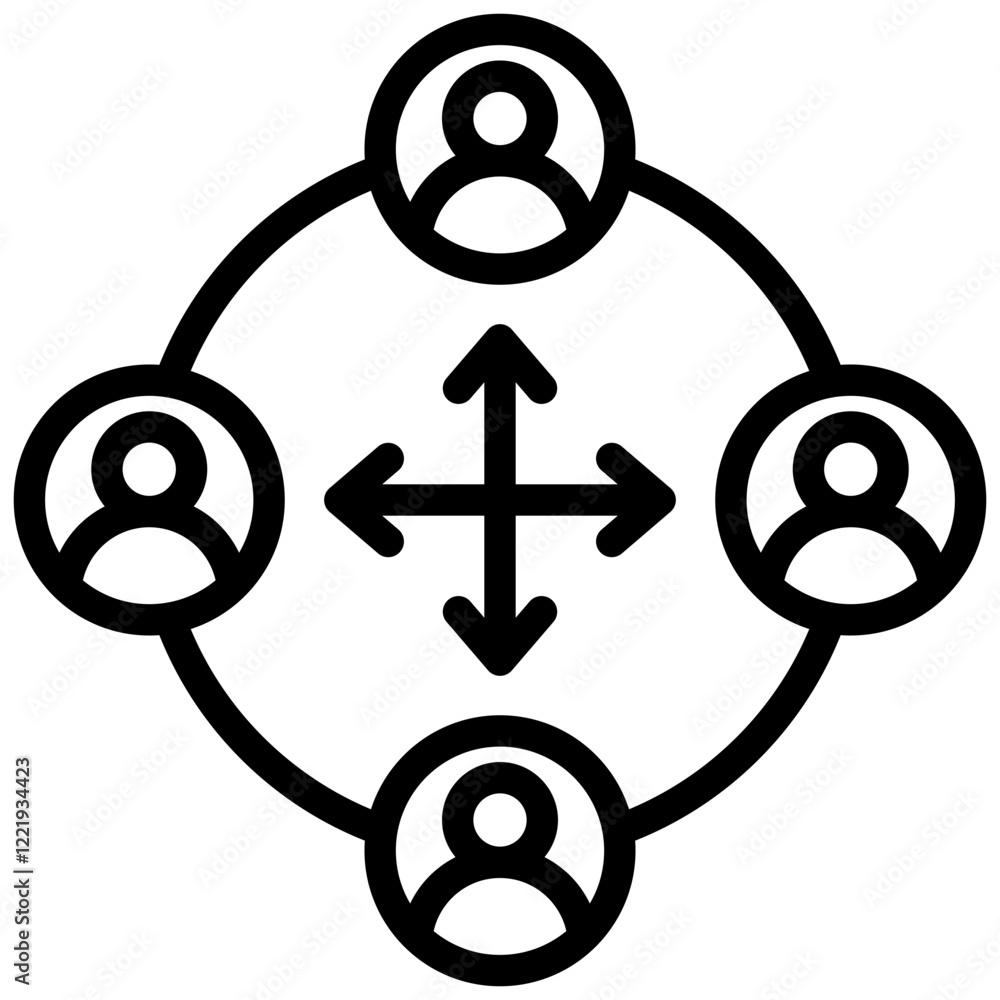 Poster cross functional team outline icon