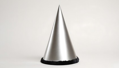 Fototapeta premium A 3D rendering of a party hat with gold and silver accents, set against a clean white background.birthday cap floating or flying isolated white background,754
