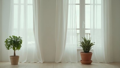 Fototapeta premium Bright interior window with curtains white window sill, room, home,curtain, idyllic, indoors, lifestyles, no people, nostalgia,123