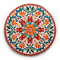 Round Mandala Cushion Cover Colorful Floral Embroidery Boho Decor