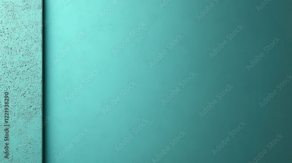 Poster smooth, textured turquoise wall with subtle gradient effect, perfect for backgrounds or design projects. calming color adds serene touch to any space