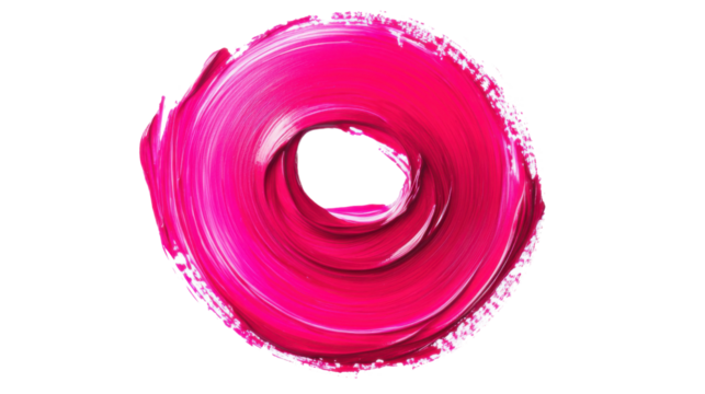 Pink paint geometric circle shape brush on transparent background