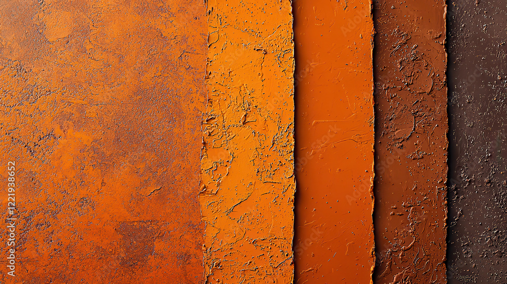 Poster textured surfaces in warm orange and brown tones create visually appealing gradient. rich colors evo