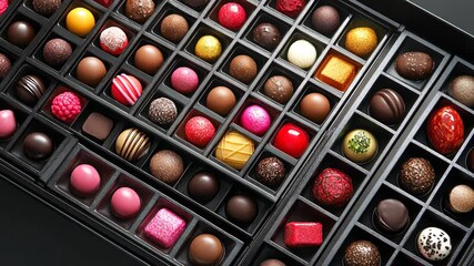 Exquisite chocolate collection displayed in a neatly arranged box ready for gifting or indulgence
