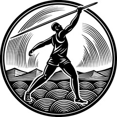 Javelin Power, Perfect Throw, Javelin Athlete, Silhouette Precision, Skyward Spear, Throwing Legends, Javelin Mastery, Silhouette Art, Javelin Dreams, Track and Field Star, Elegant Throw, Spear in Fli